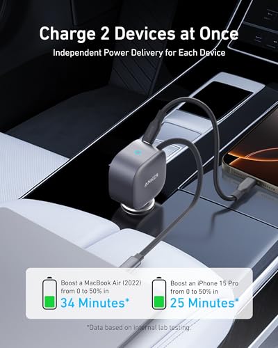 Anker 75W Retractable USB-C Car Charger Adapter