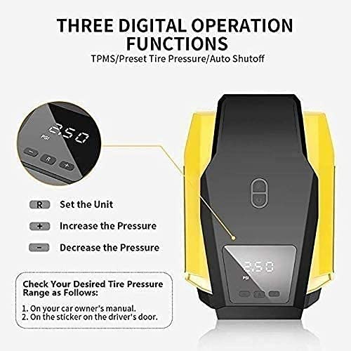 Portable Digital Tire Inflator with LED Light and Gauge