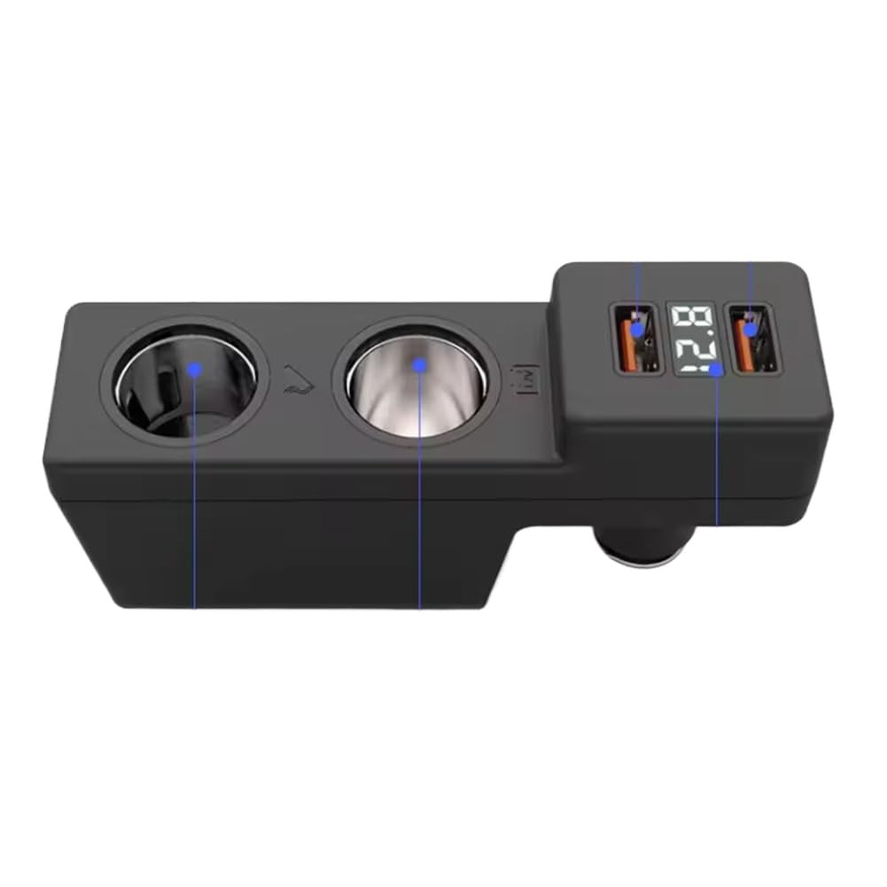 12V Cigarette Lighter Splitter with Dual USB Ports