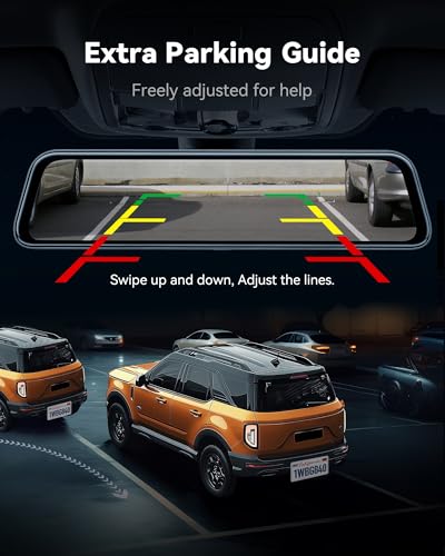 WOLFBOX G840S 12-Inch 4K Mirror Dash Cam with Backup Camera
