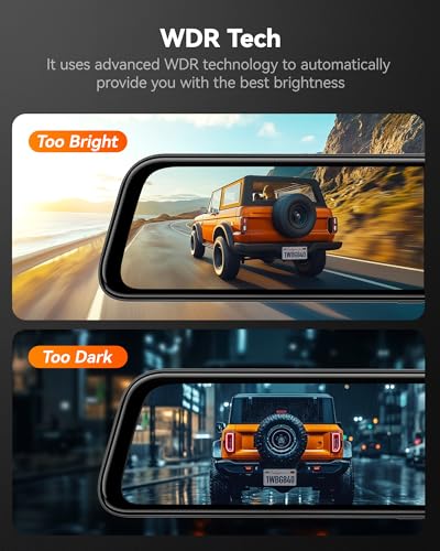 WOLFBOX G840S 12-Inch 4K Mirror Dash Cam with Backup Camera