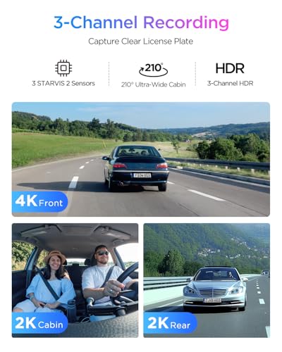 VIOFO A329S 3-Channel 4K Dash Cam with 512GB Card