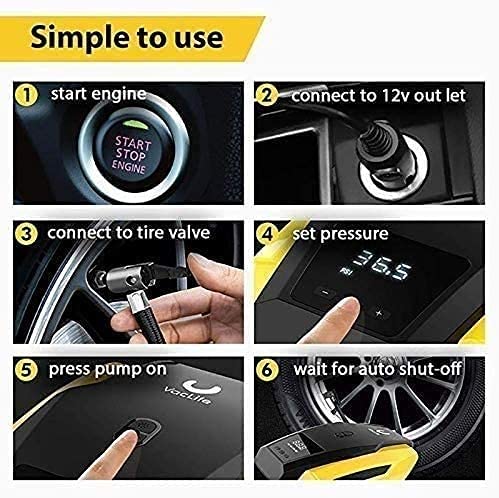 Portable Digital Tire Inflator with LED Light and Gauge