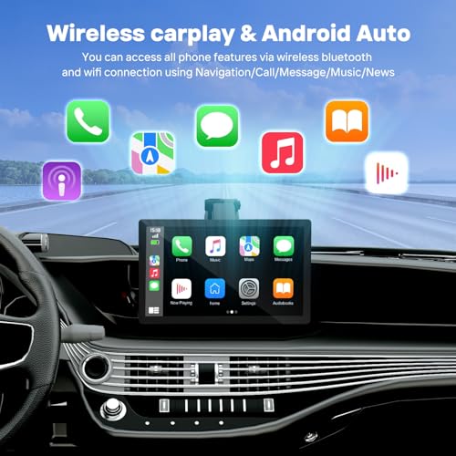 9-Inch Wireless CarPlay Android Auto Screen with Camera