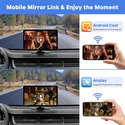 9-Inch Wireless CarPlay Android Auto Screen with Camera