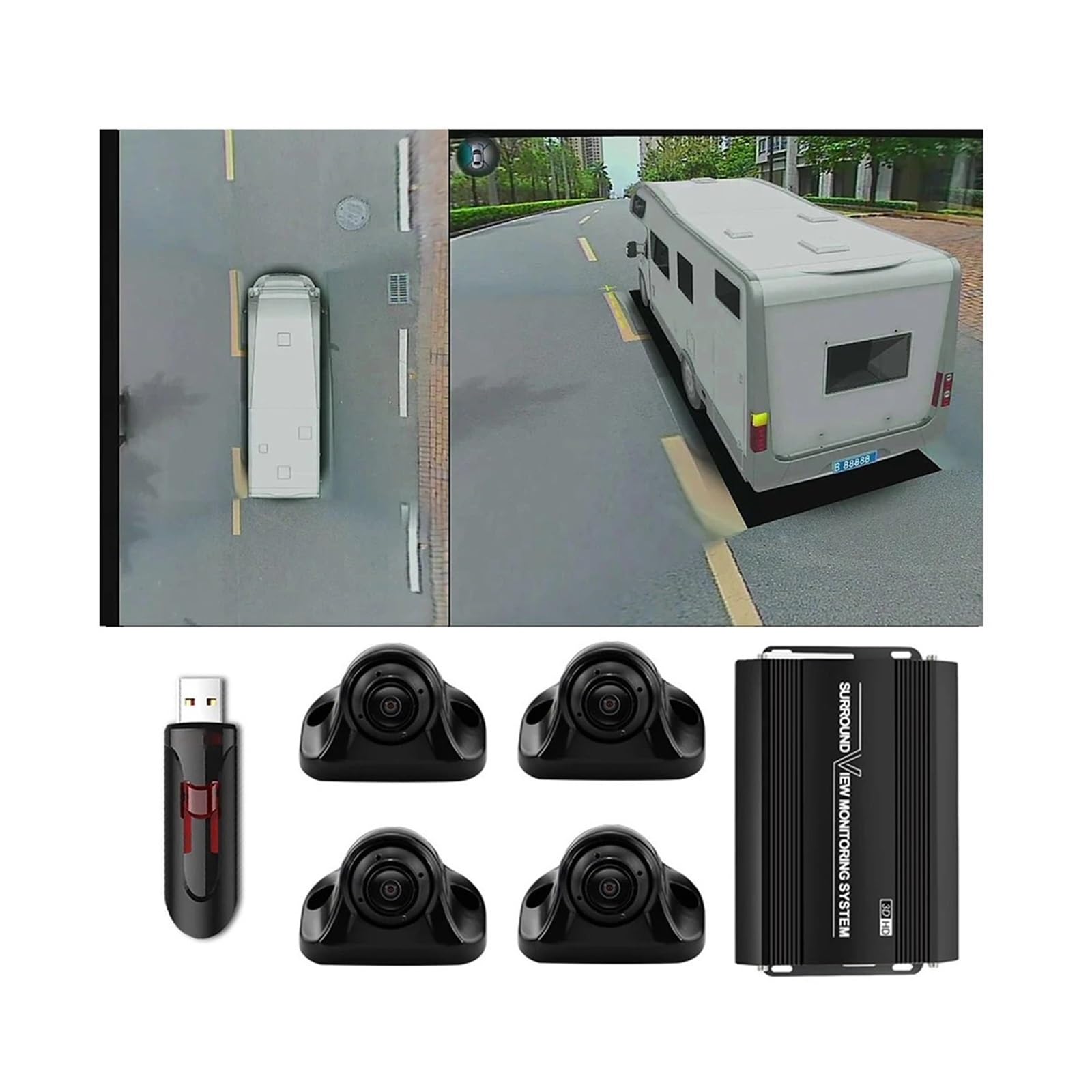 360° Bird’s Eye Surround View Camera System for Bus RV