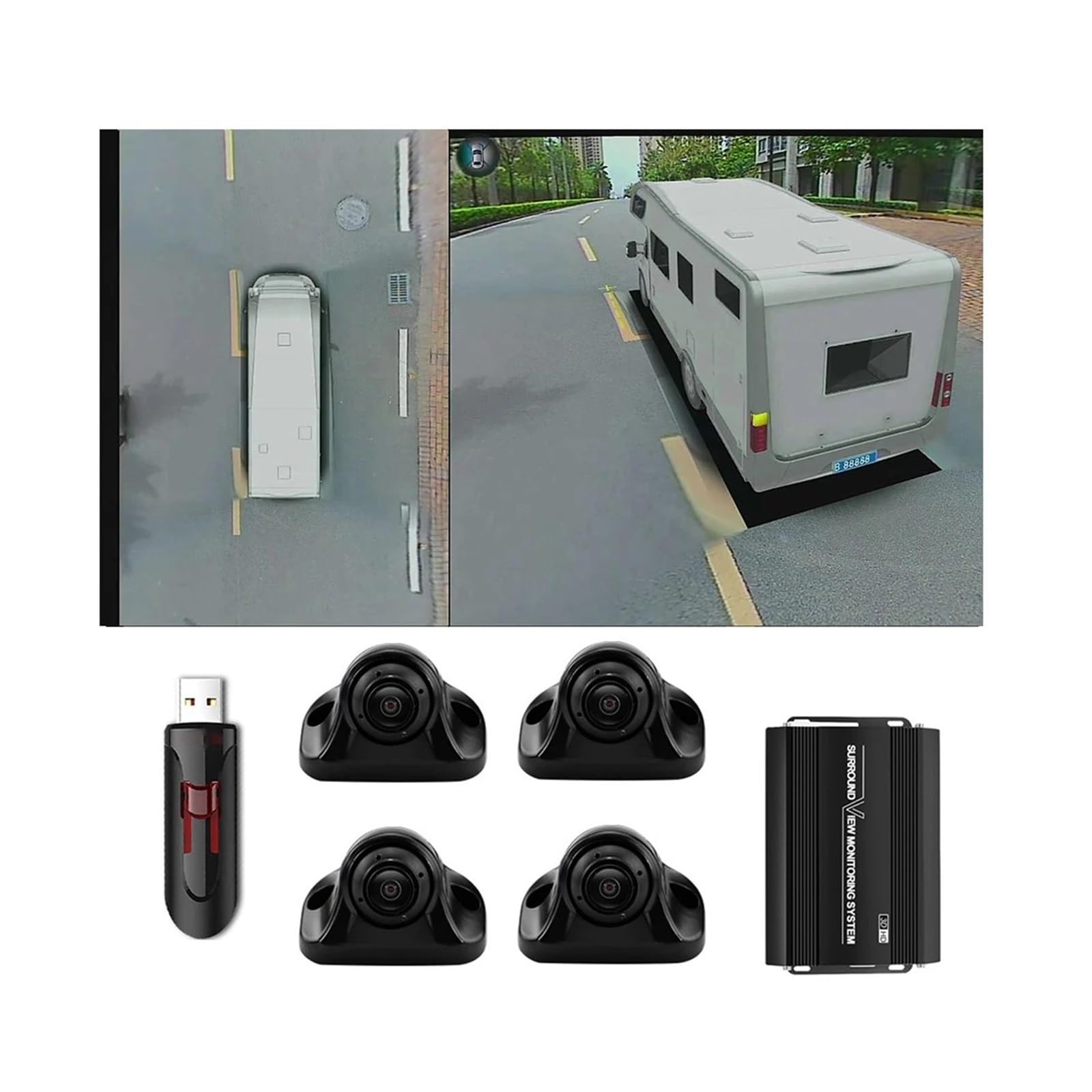360° Bird’s Eye Surround View Camera System for Bus RV