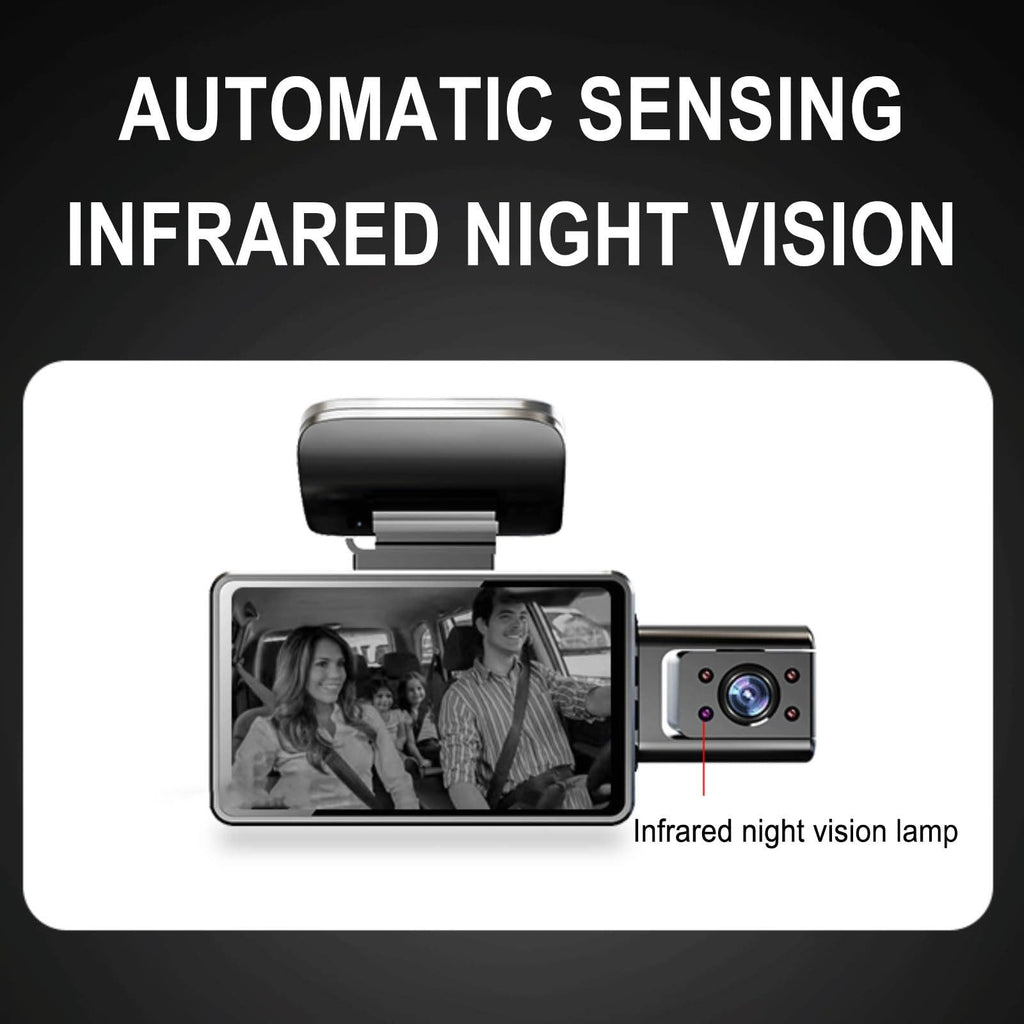 1080P Front and Rear Dual Dash Cam with 3-Inch Screen