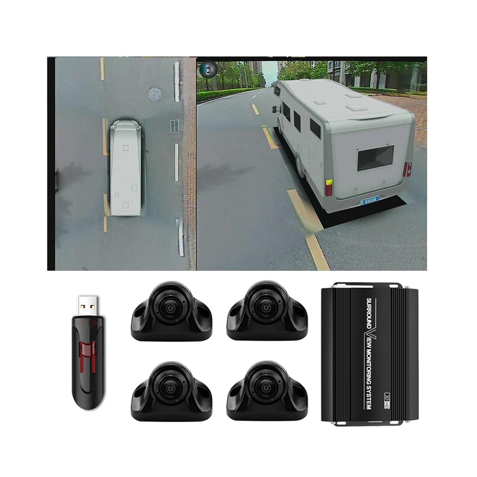 360° Bird’s Eye Surround View Camera System for Bus RV