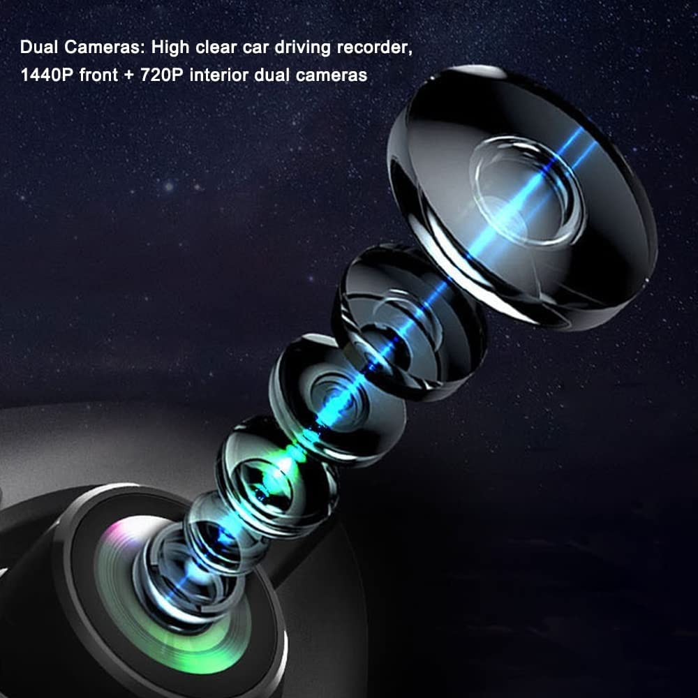 DULASP 1440P Dual Lens Dash Cam with Night Vision