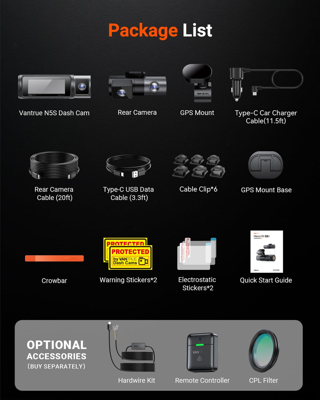 Vantrue N5S 4-Channel 360° Dash Cam with STARVIS 2