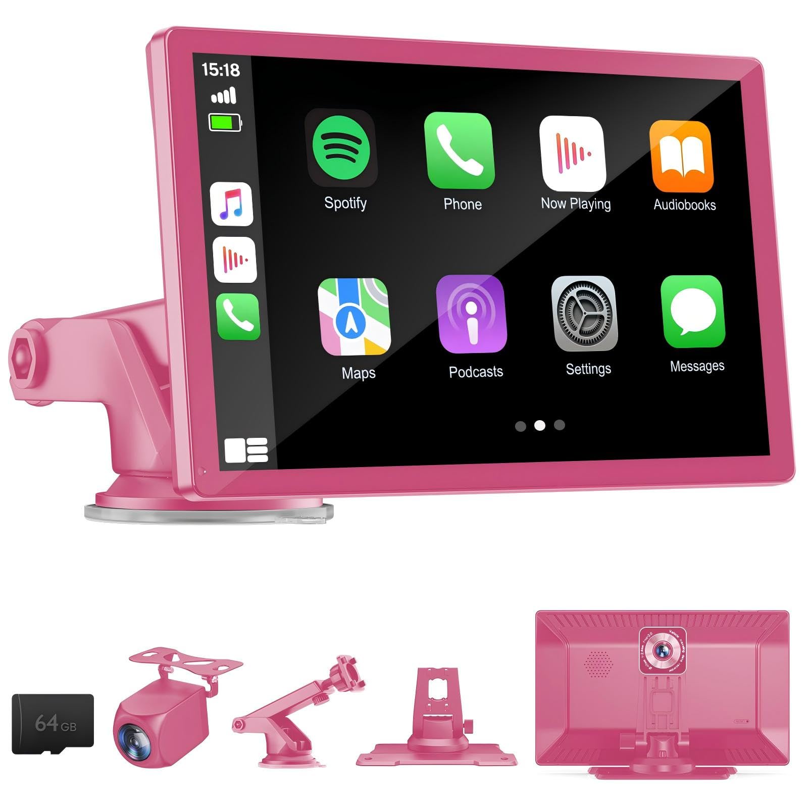 9-Inch Wireless CarPlay Android Auto Screen with Camera
