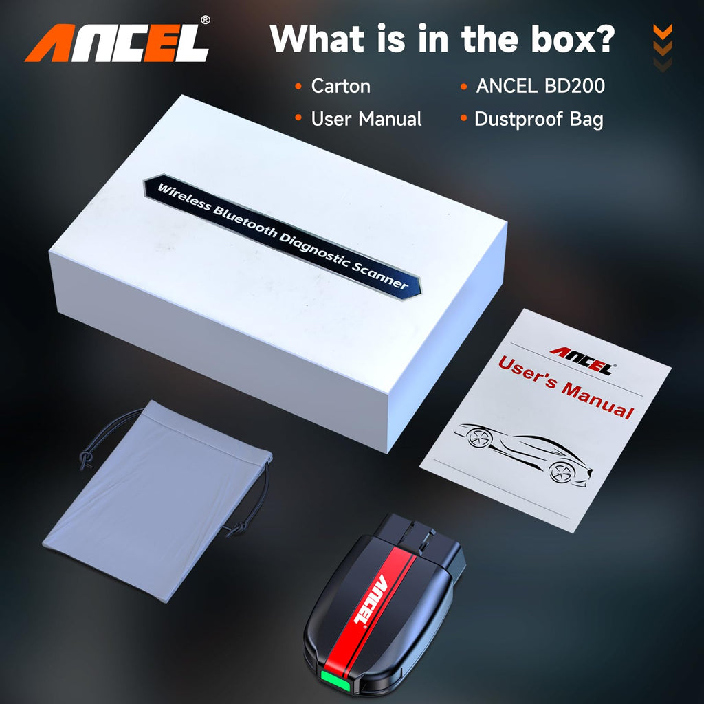 ANCEL BD200 Bluetooth OBD2 Scanner with Battery Test