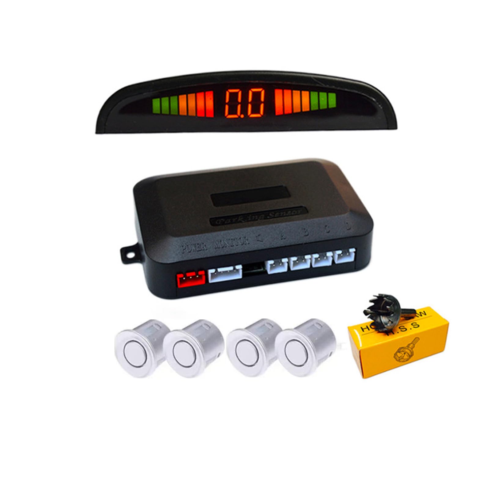 4-Sensor LED Parking Radar Kit with Buzzer Alert