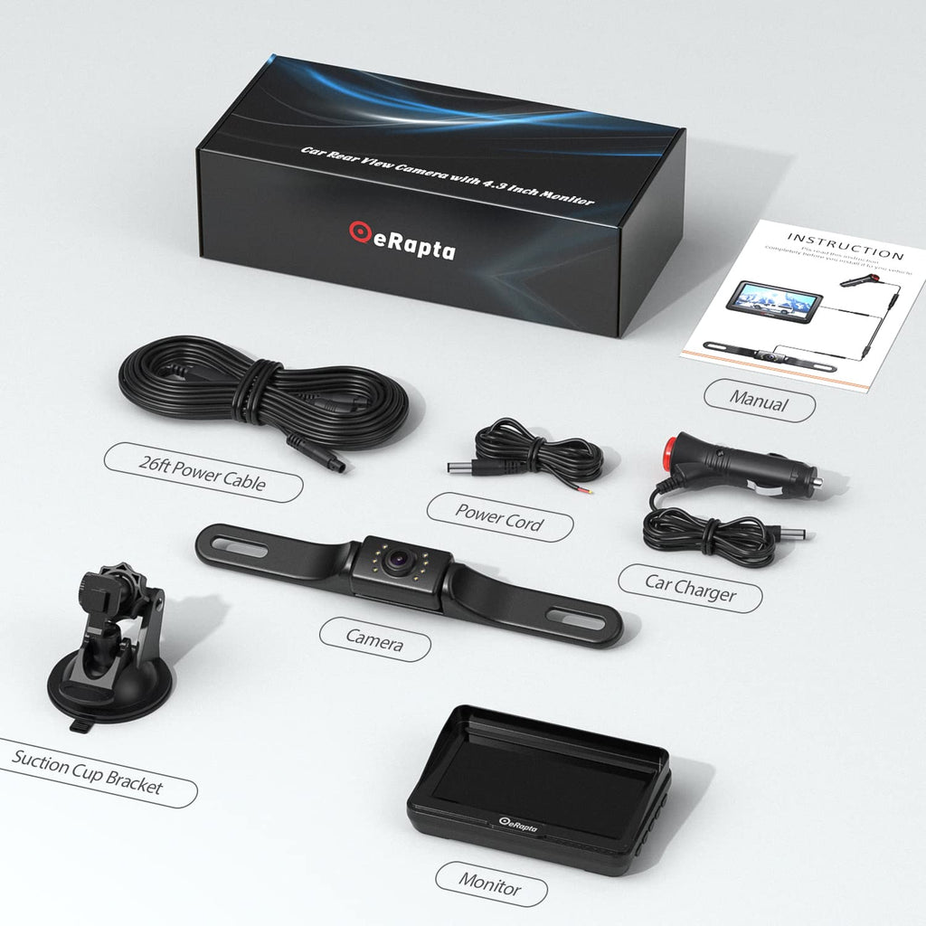 eRapta Waterproof Backup Camera Monitor Kit
