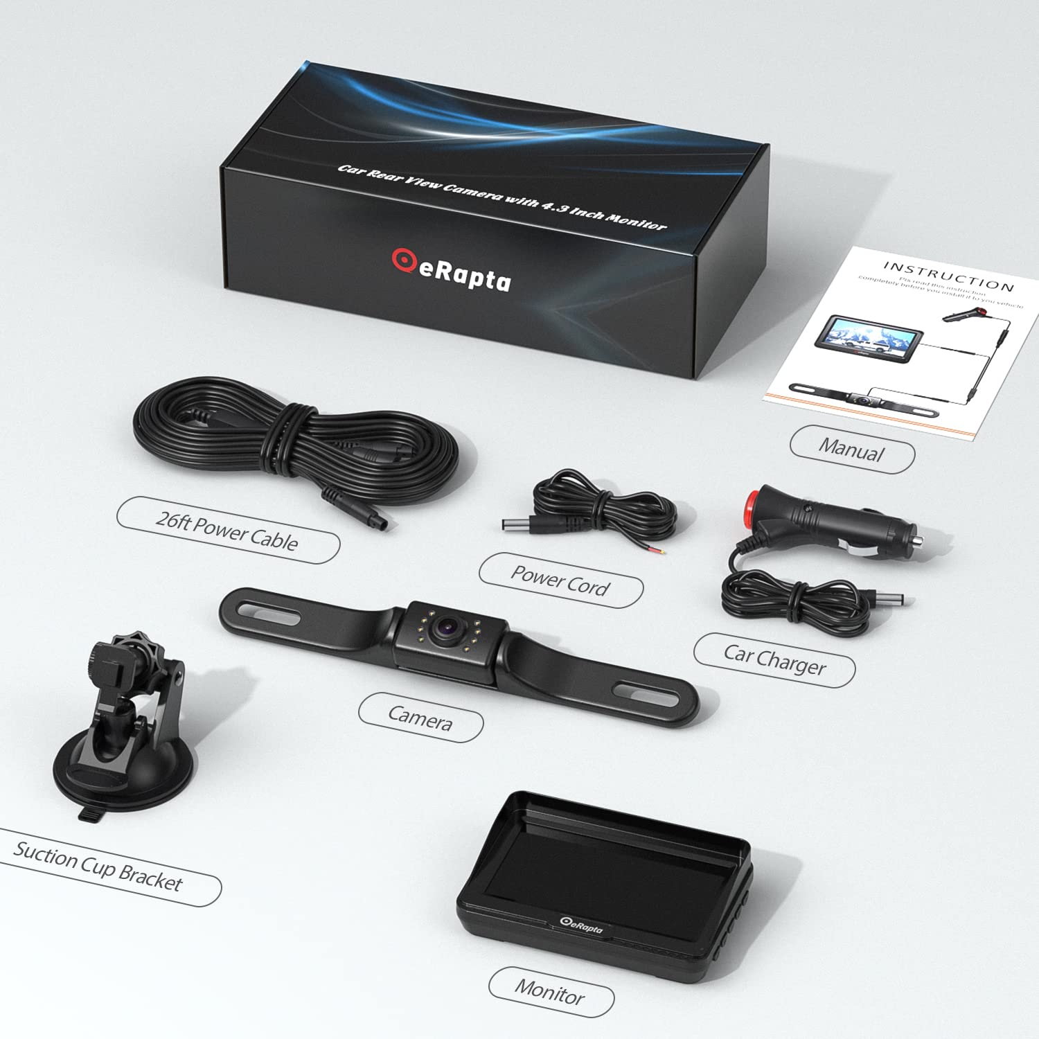 eRapta Waterproof Backup Camera Monitor Kit