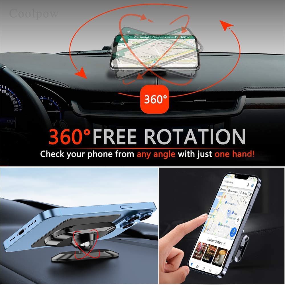 2-Pack Magnetic Dashboard Phone Mount with 360° Rotation