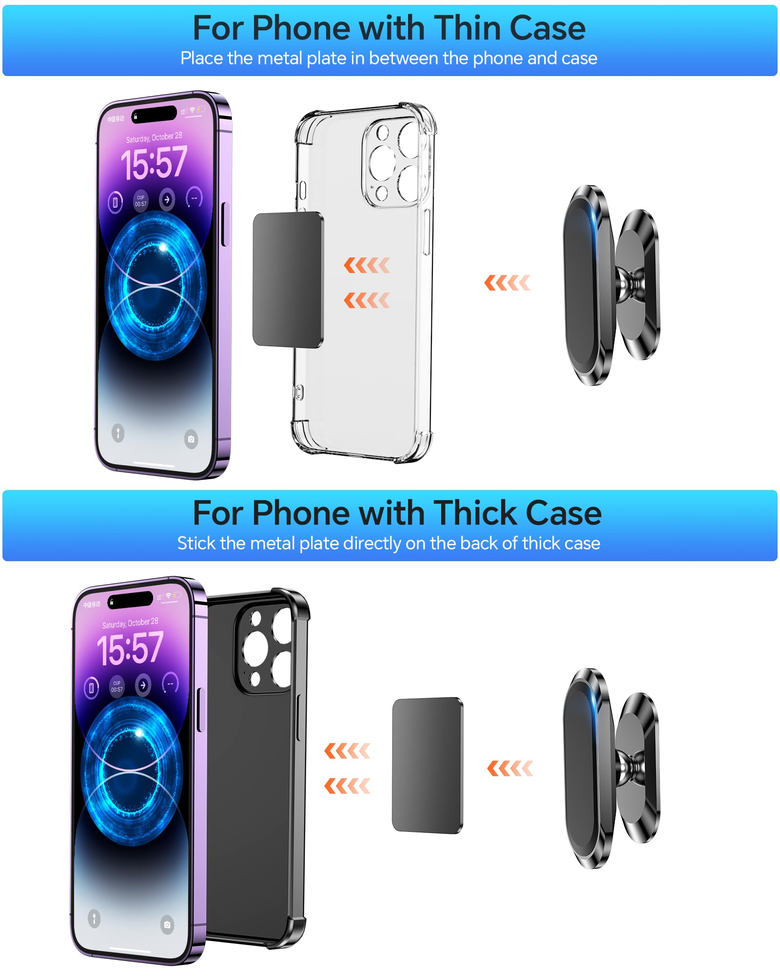 2-Pack Magnetic Dashboard Phone Mount with 360° Rotation