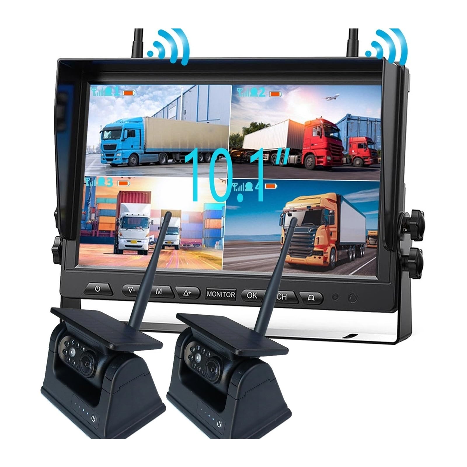 Wireless 10.1-Inch Quad DVR Monitor Solar Camera Kit