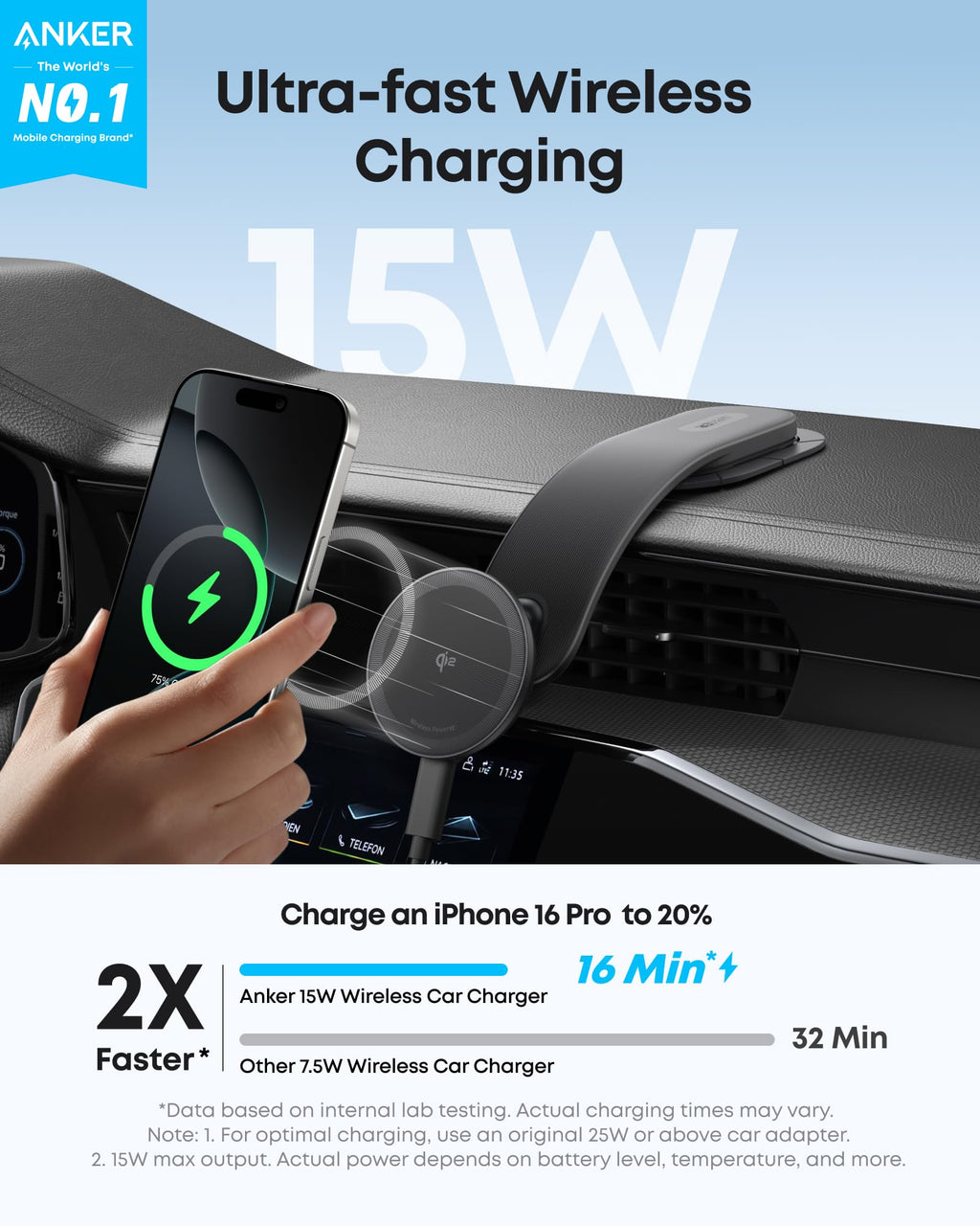 Anker Prime Nano MagSafe Wireless Car Charger Mount