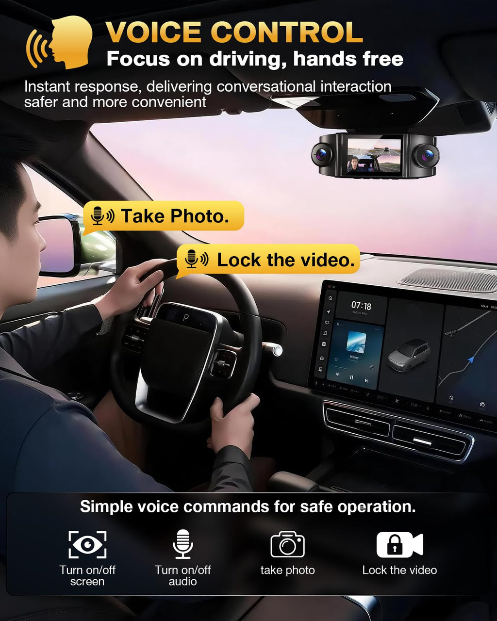 4-Channel 360° 4K Dash Cam with 128GB SD Card