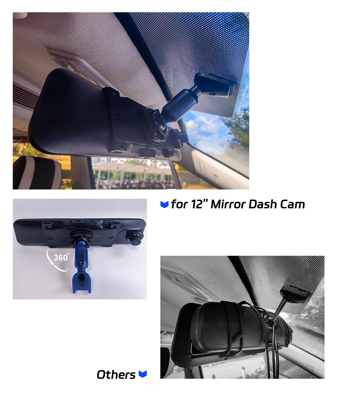 Pelsee 12-Inch Mirror Dash Cam Mount Bracket