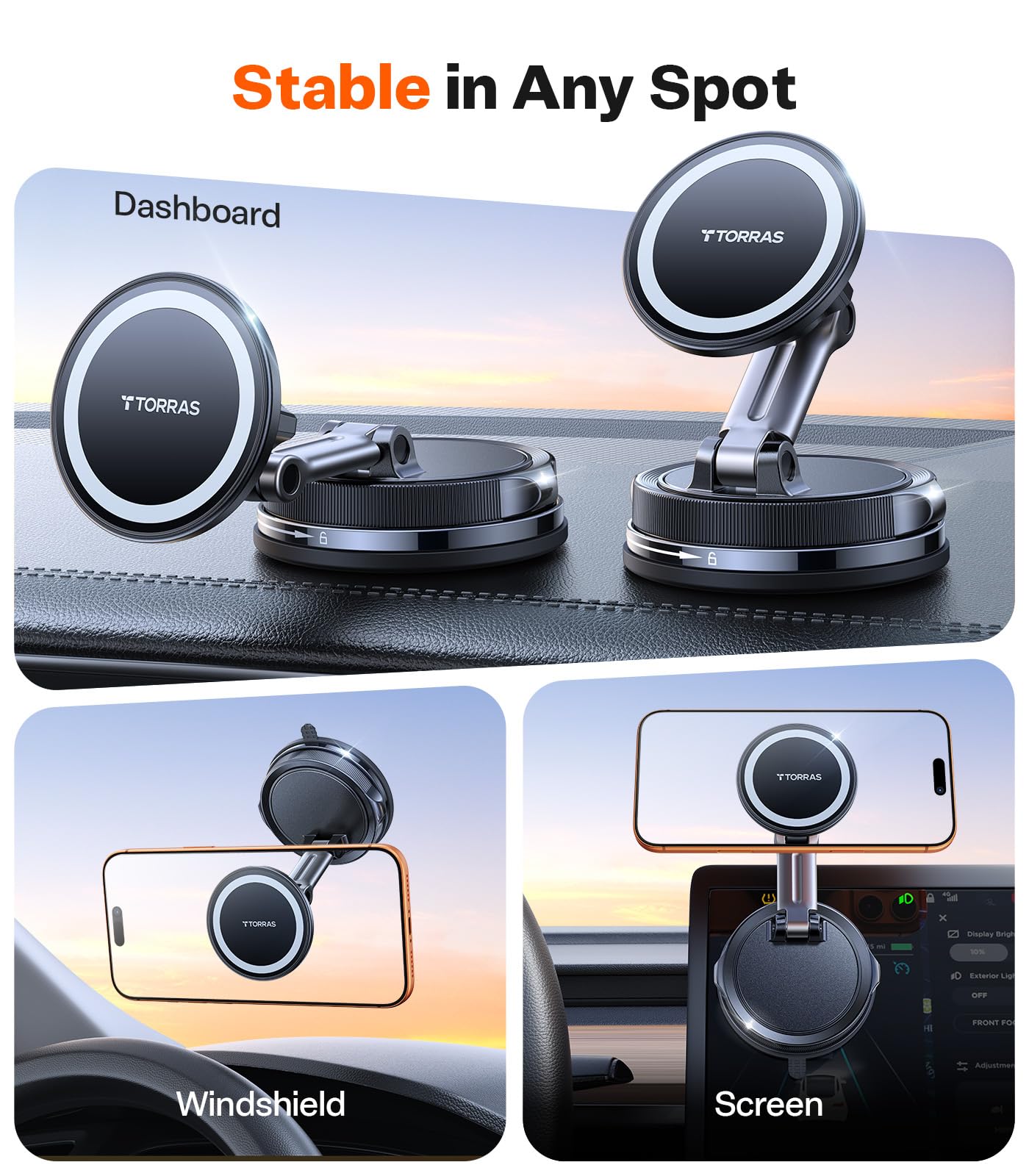 TORRAS 2026 MagSafe Vacuum Car Mount with 360° Holder