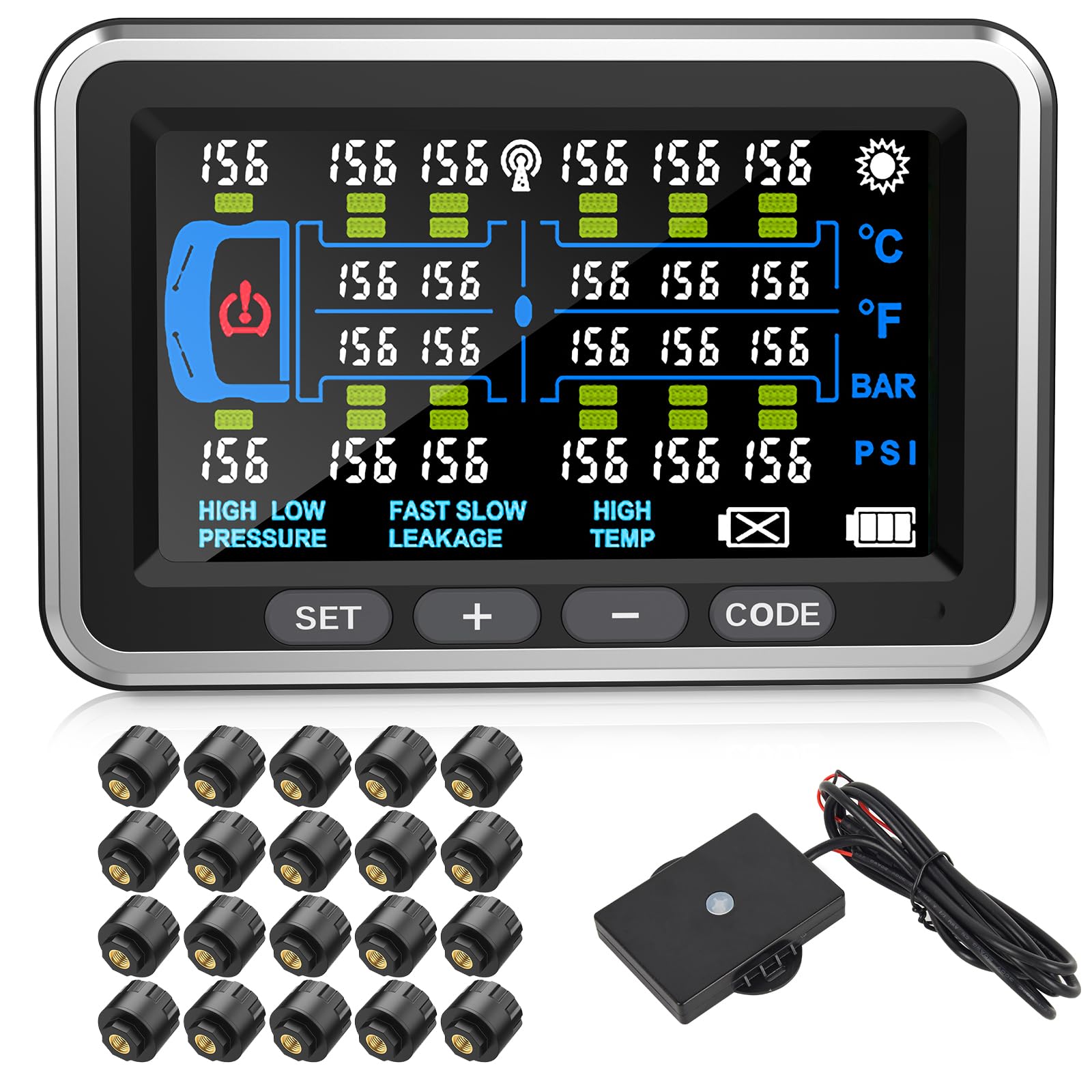 Tyona Heavy Duty Truck TPMS with 16-22 Sensors