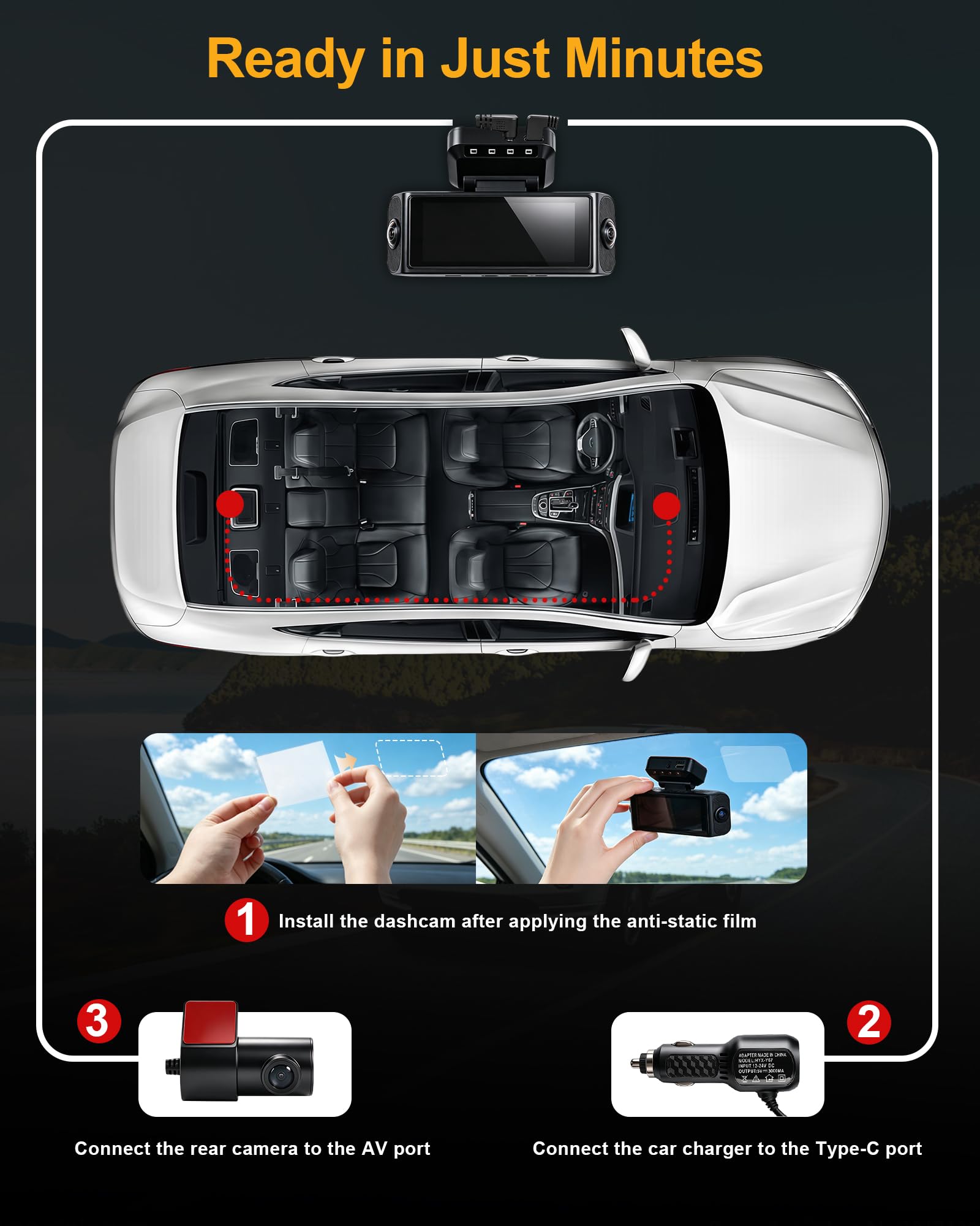 4-Channel 4K 360° Dash Cam with STARVIS 2 Night Vision