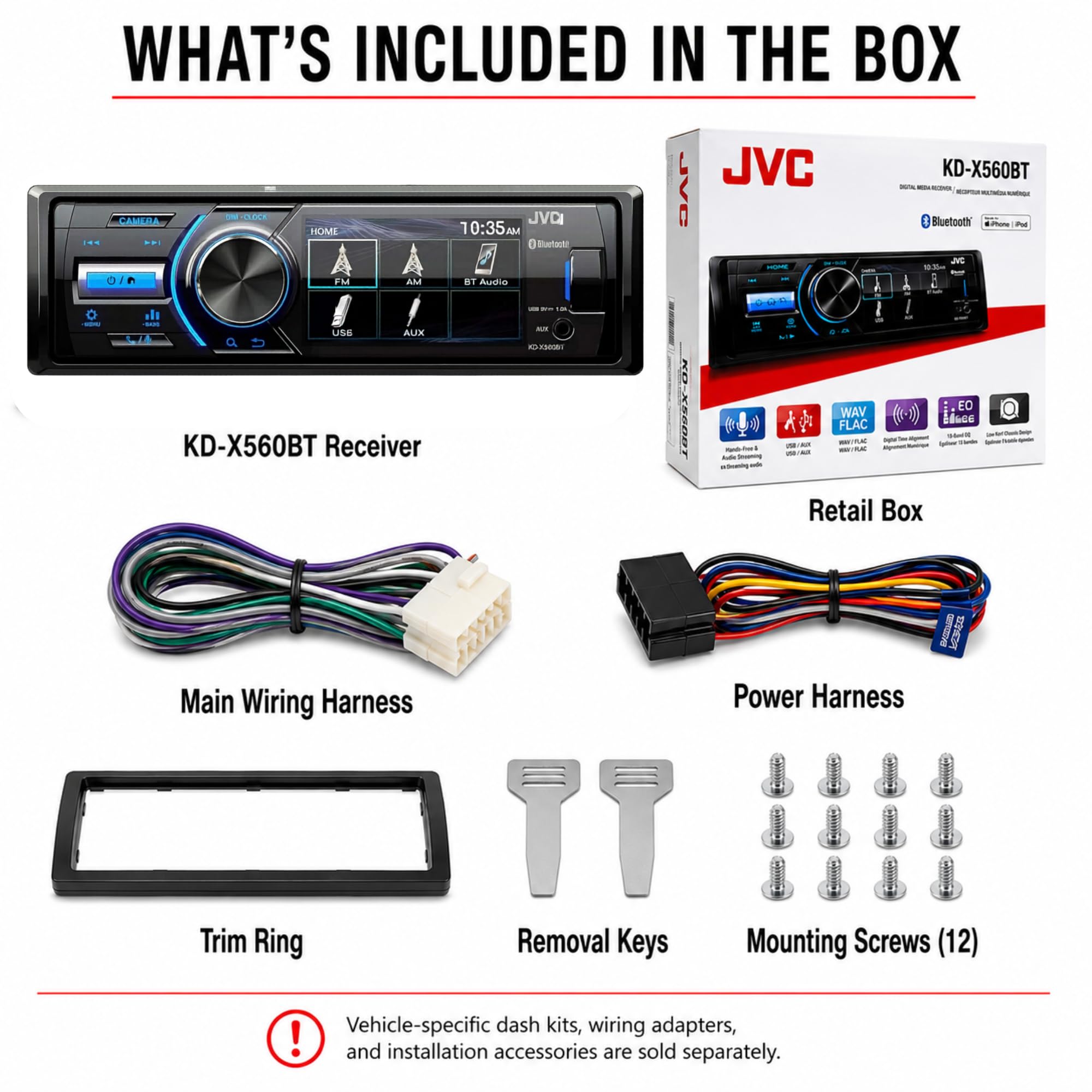 JVC KD-X560BT Bluetooth Digital Media Car Receiver