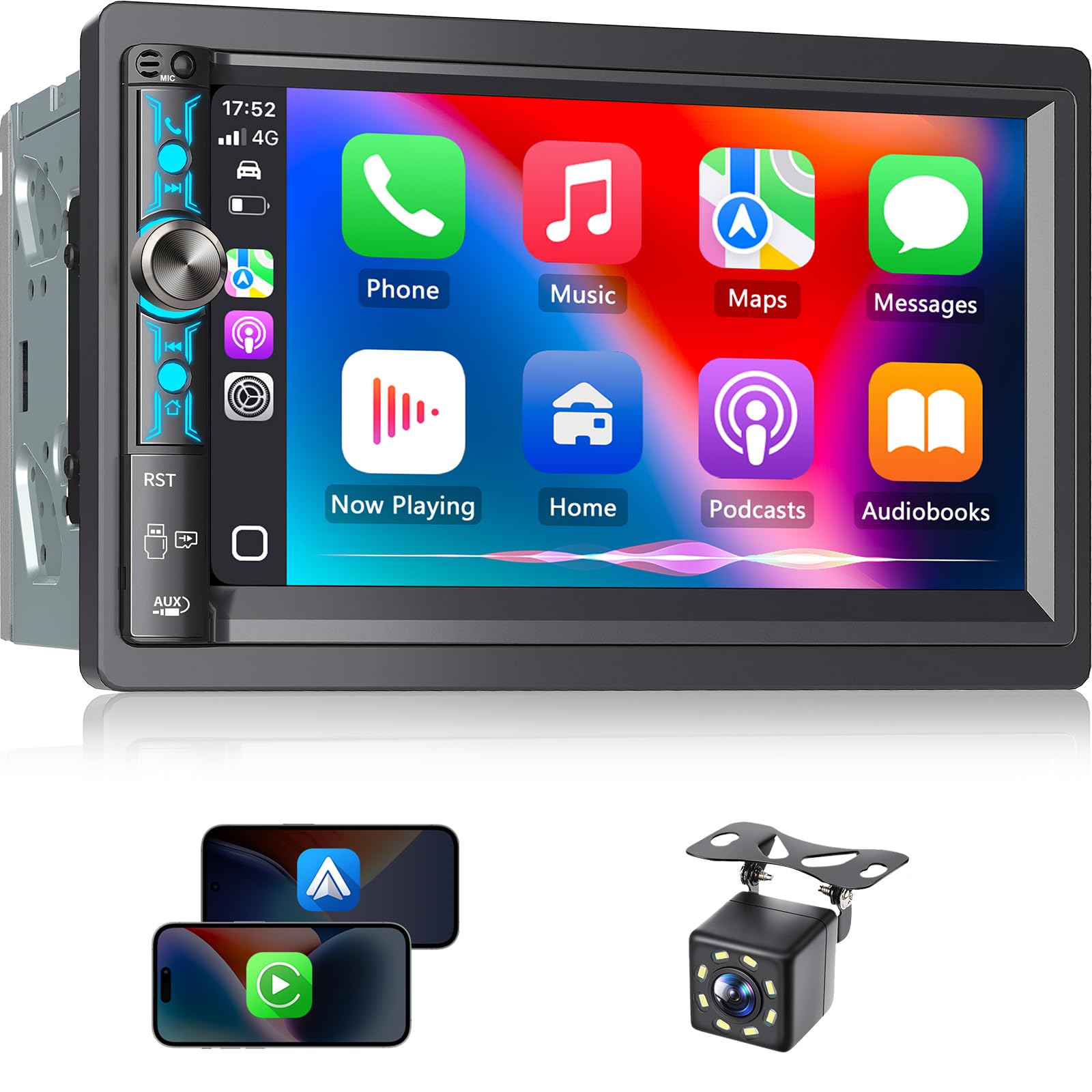 Kissound 7-Inch Wireless CarPlay Android Auto Stereo