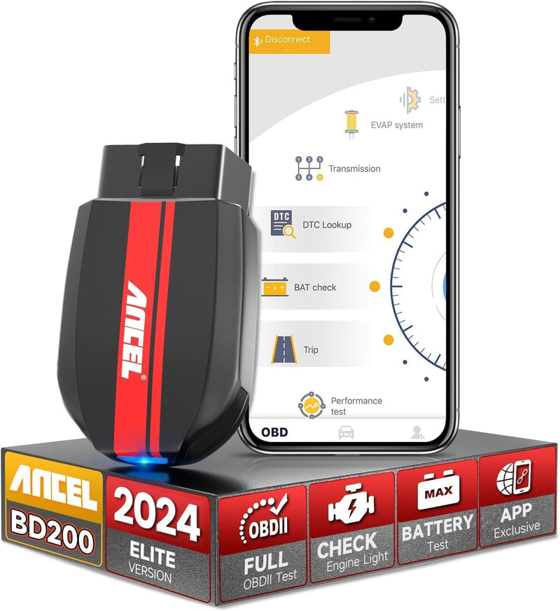 ANCEL BD200 Bluetooth OBD2 Scanner with Battery Test