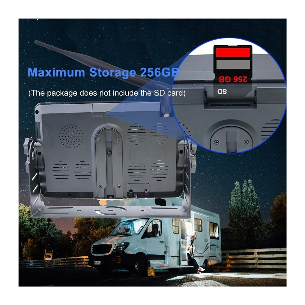 Wireless 10.1-Inch Quad DVR Monitor Solar Camera Kit