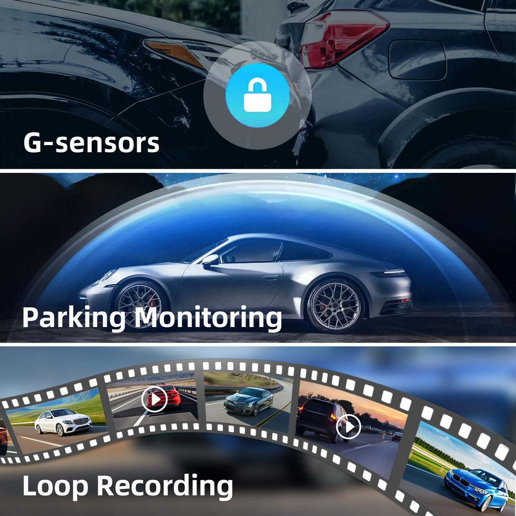 3 Channel Mirror Dash Camera for Cars,12inch Triple Rear View Mirror with Front 4K/3K, Inside and Rear 1080P with WiFi, G-Sensor, Night Vision, Reverse Assist, Parking Monitoring