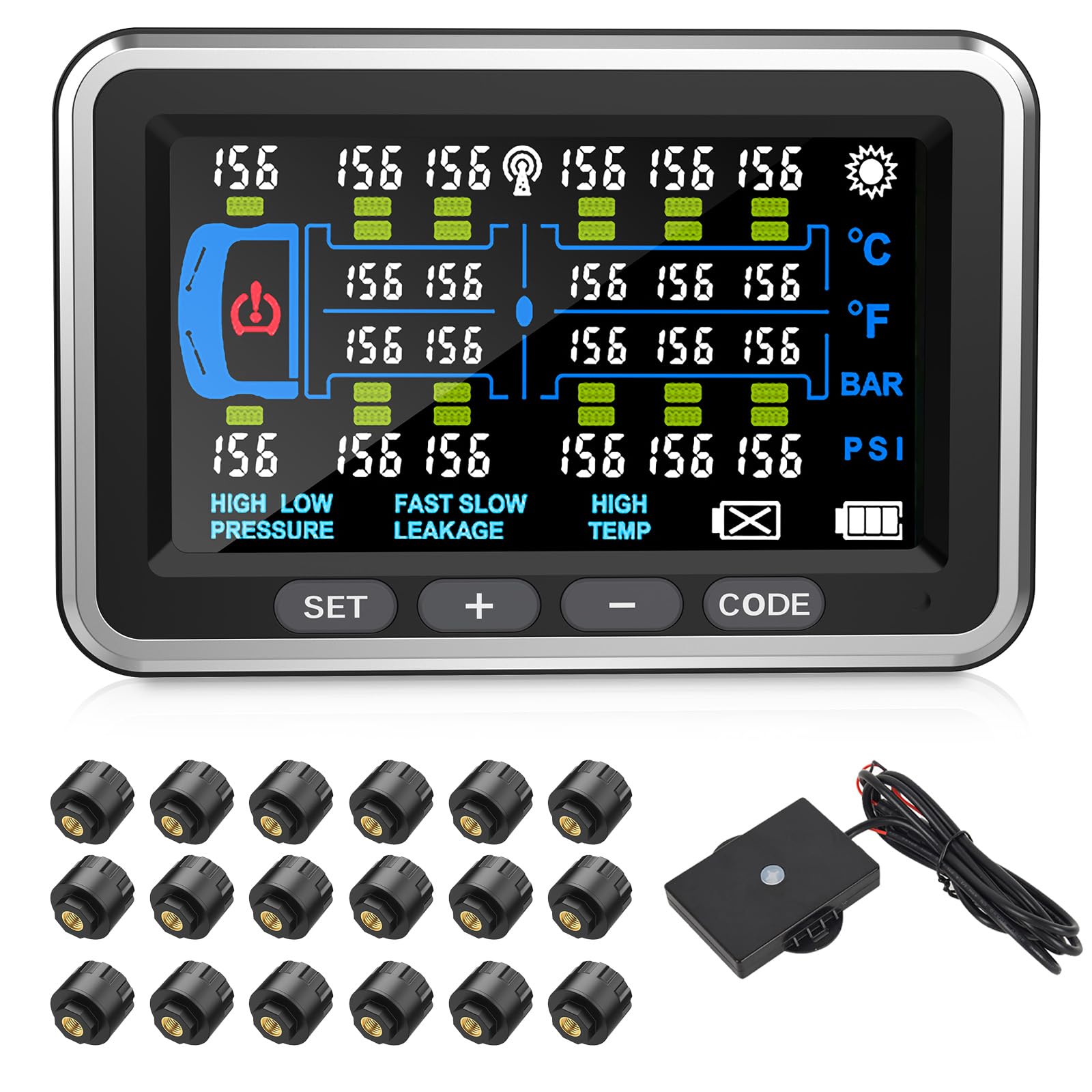 Tyona Heavy Duty Truck TPMS with 16-22 Sensors