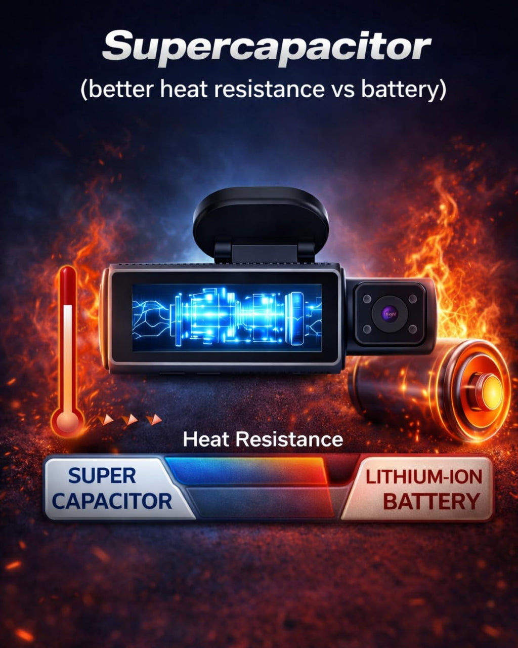 CardiVox A21 3-Channel 4K Dash Cam with GPS and ADAS