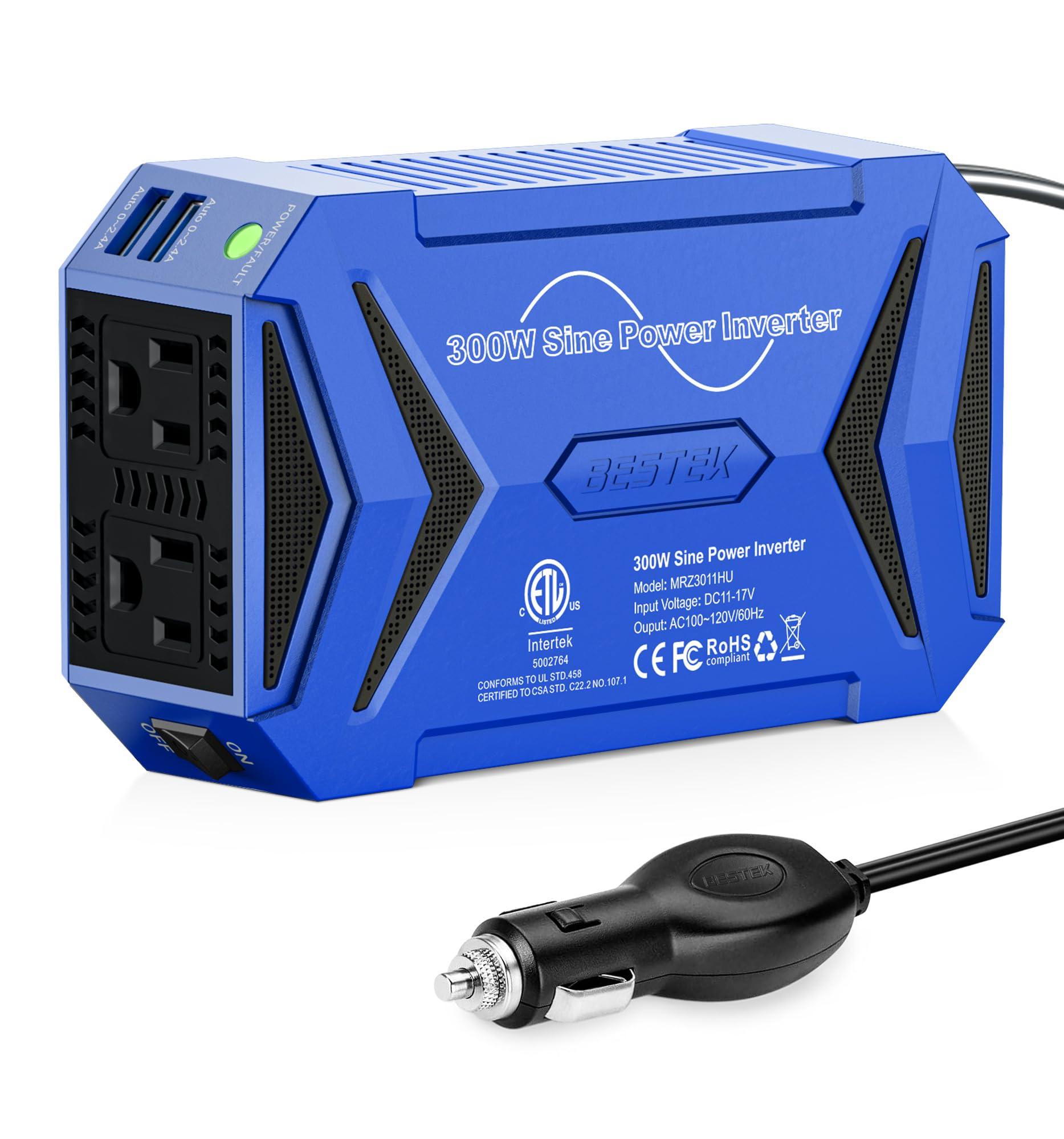 BESTEK 300W Pure Sine Wave Car Inverter with USB