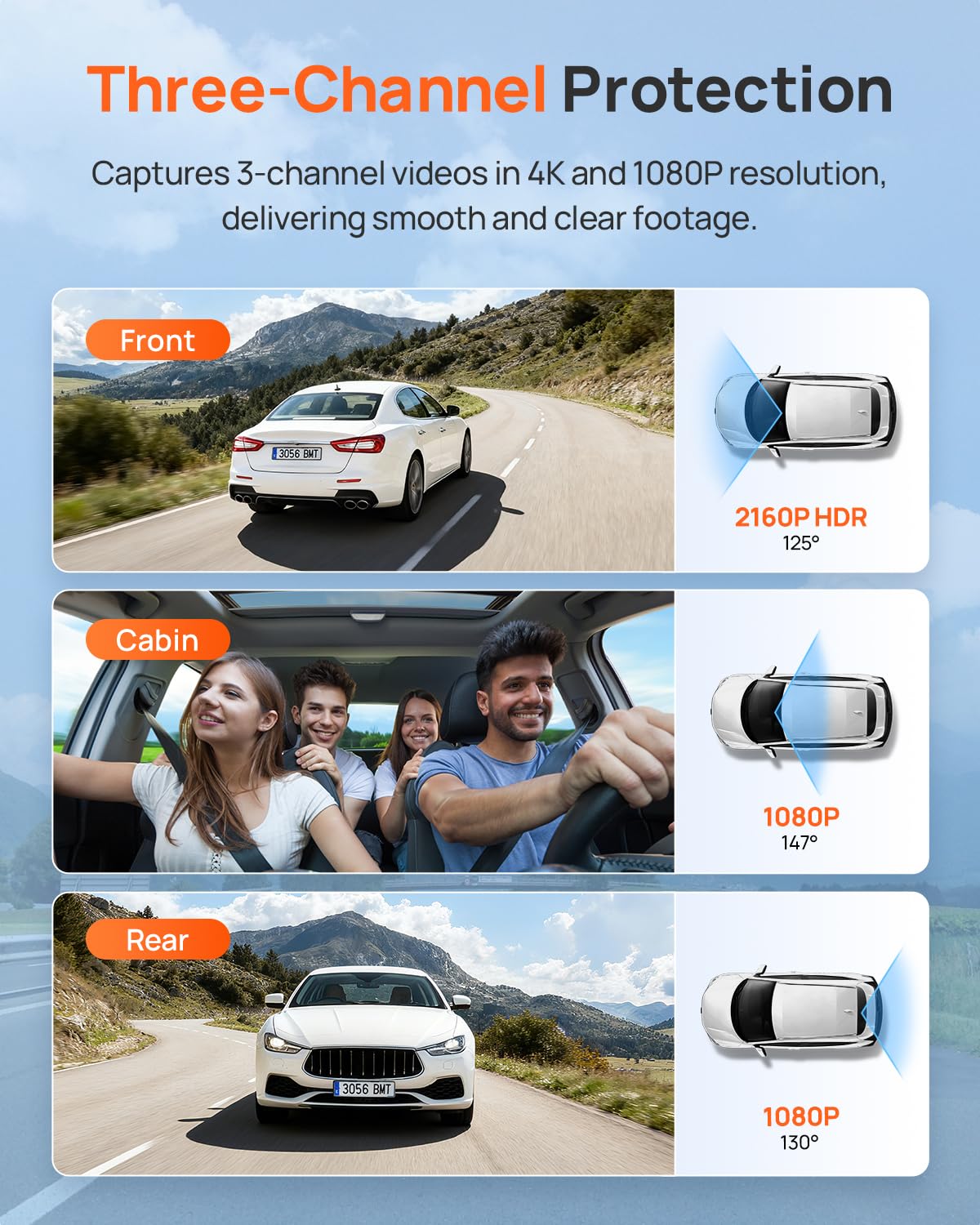 70mai T800E 3-Channel 4K Dash Cam with GPS and Wi-Fi