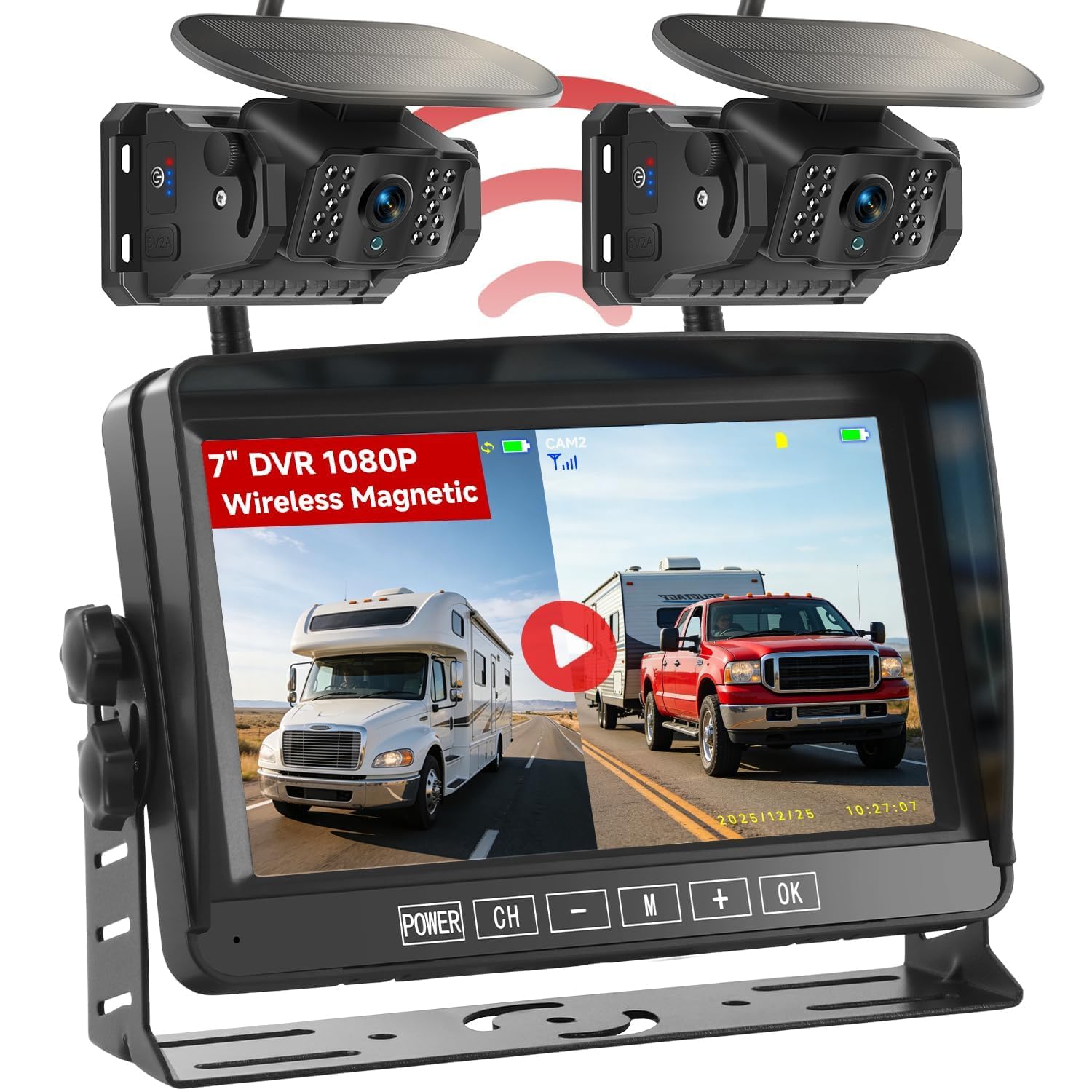 Venluna Dual Solar Wireless Trailer Backup Camera Kit