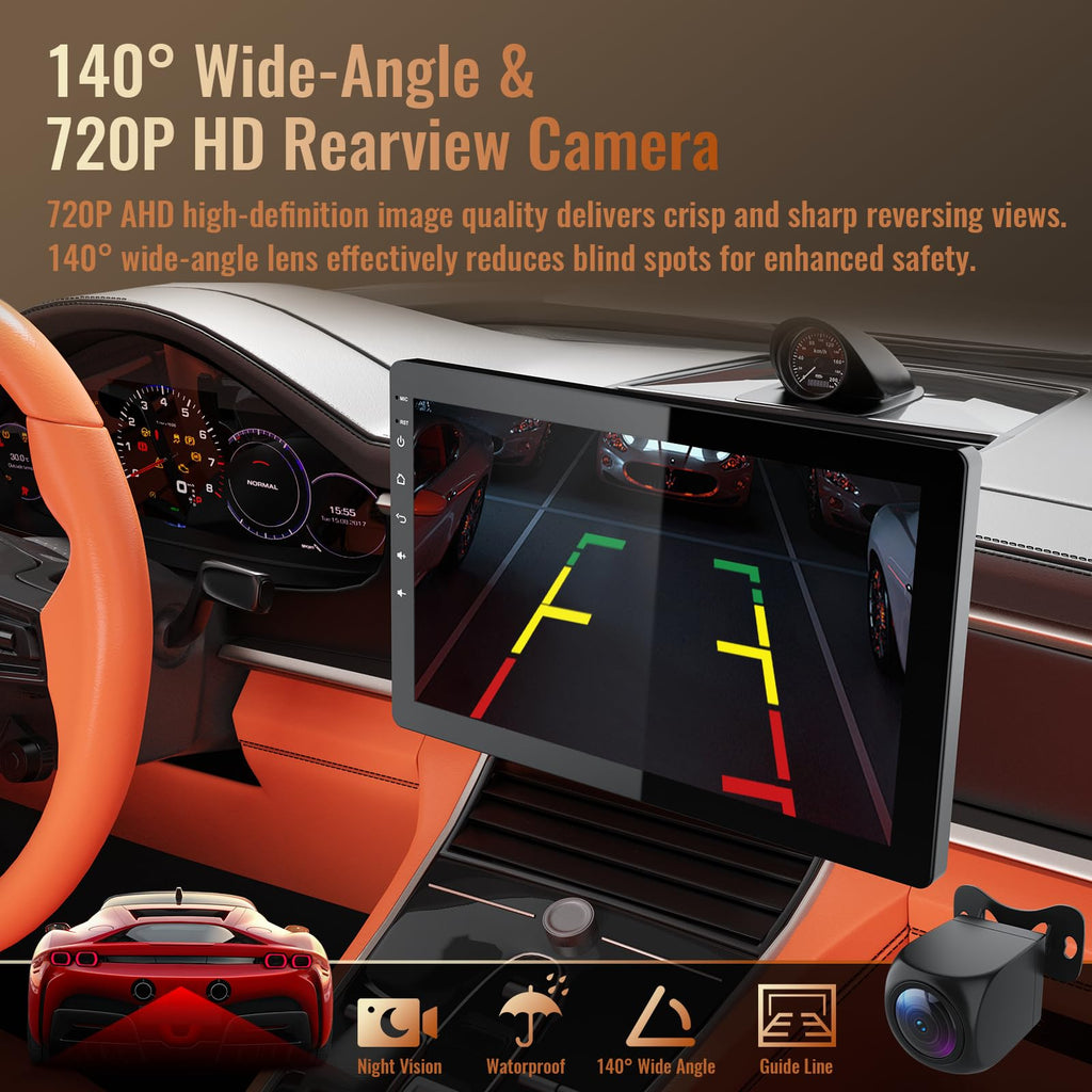 Huadio 10.1-Inch Rotatable Android Single Din Stereo