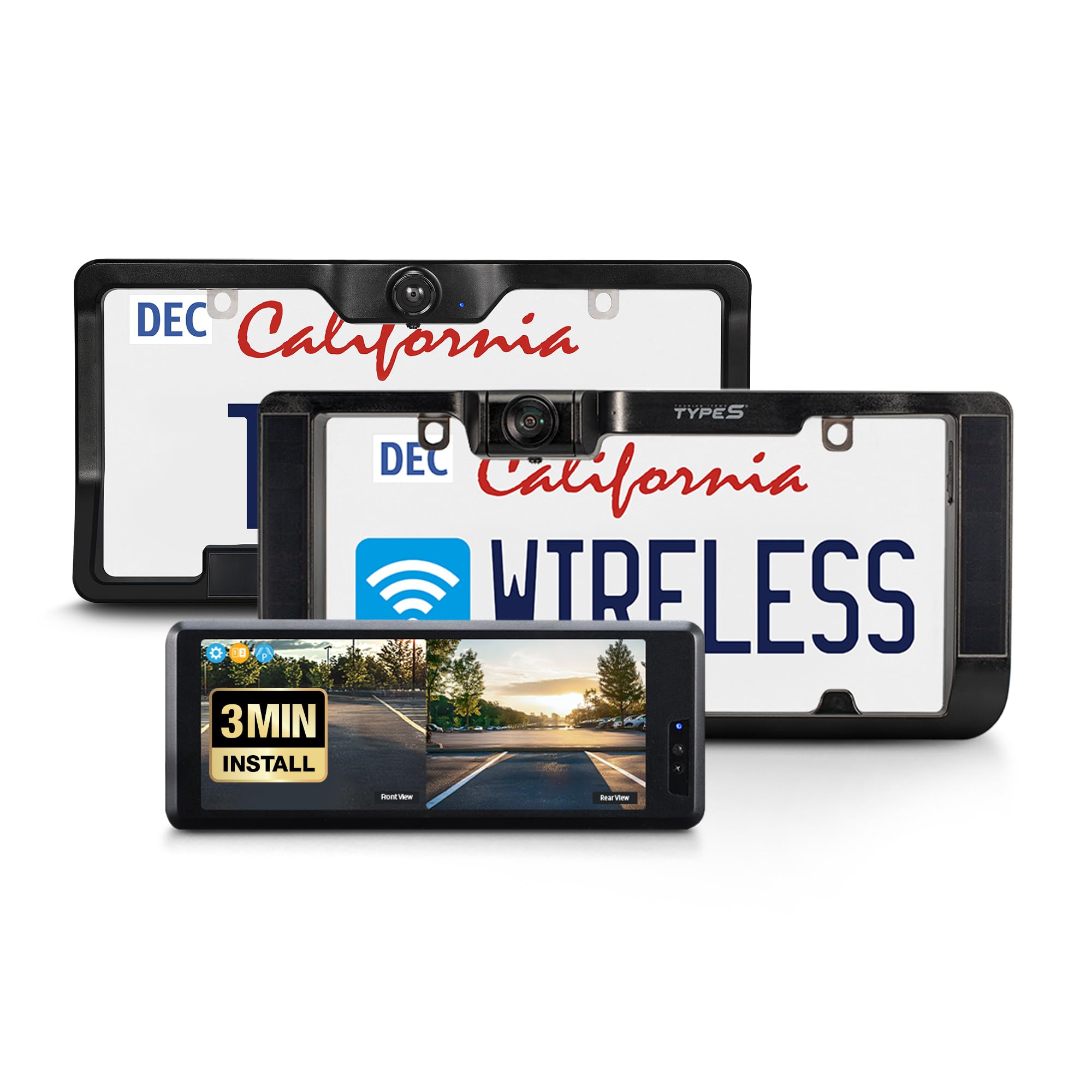 Type S Solar Wireless Dual Backup Camera with Monitor