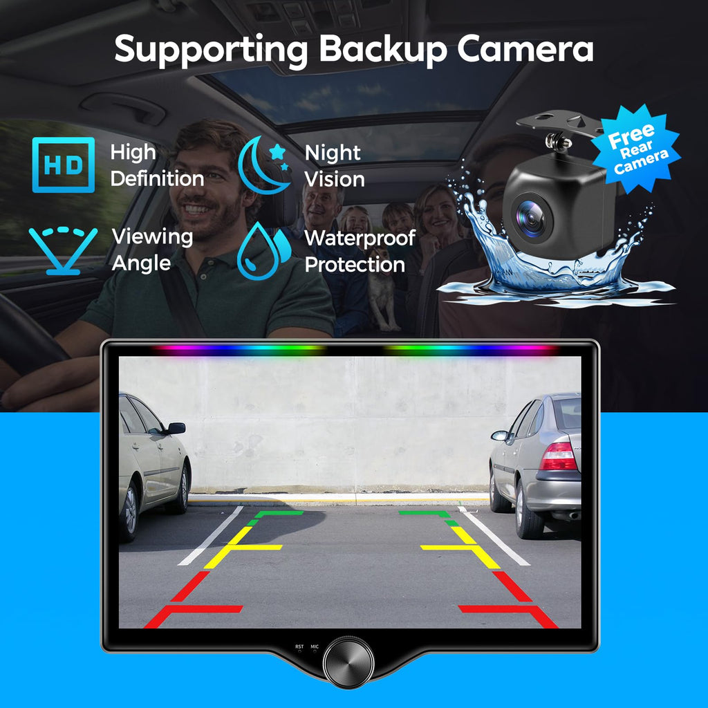 Kissound Wireless CarPlay Android Auto Stereo with Camera