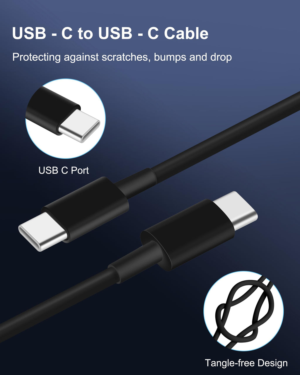 WODENTA USB-C Fast Car Charger with C-to-C Cable