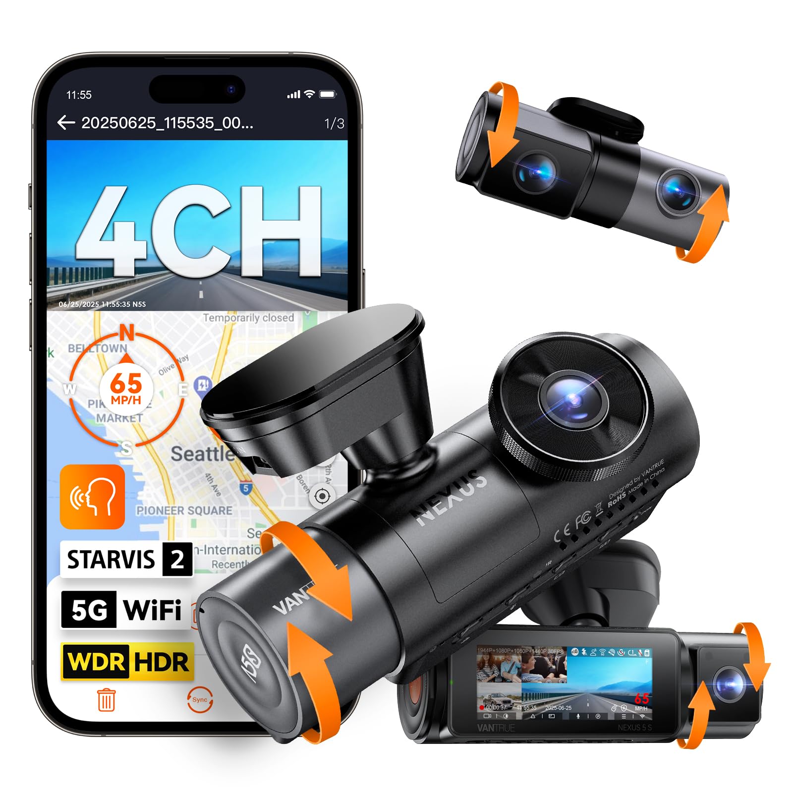 Vantrue N5S 4-Channel 360° Dash Cam with STARVIS 2