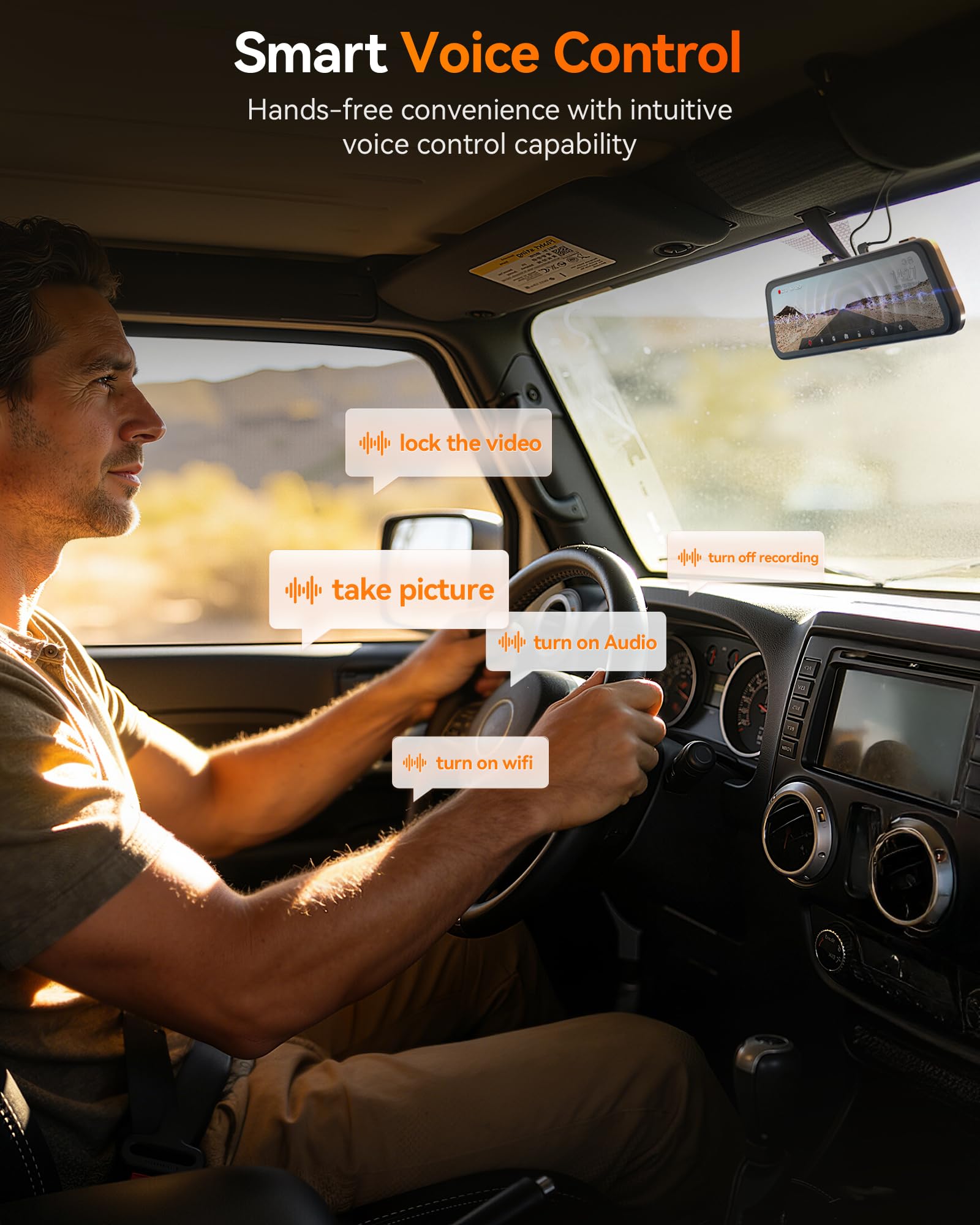 WOLFBOX 12-Inch 4K Mirror Dash Cam with STARVIS 2