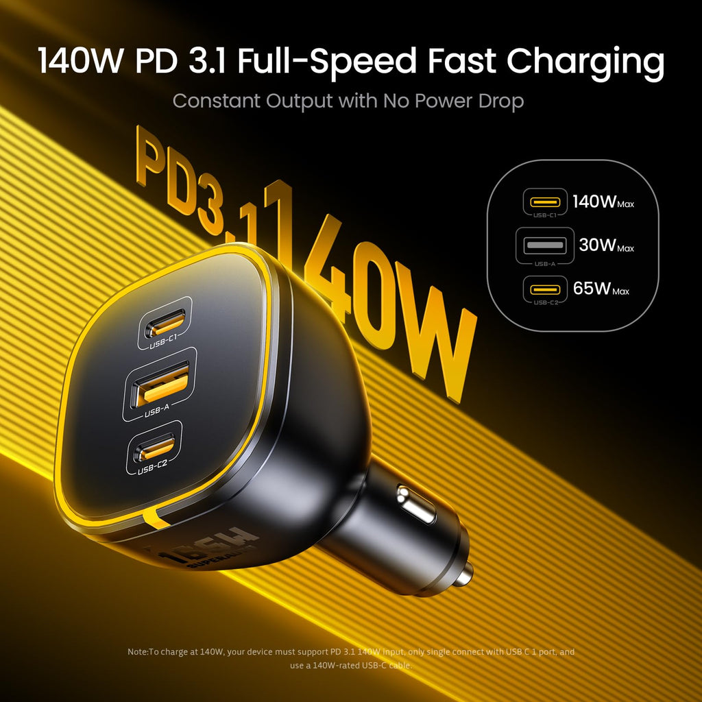 AOHI 165W Laptop Car Charger with 40000mAh Power Bank