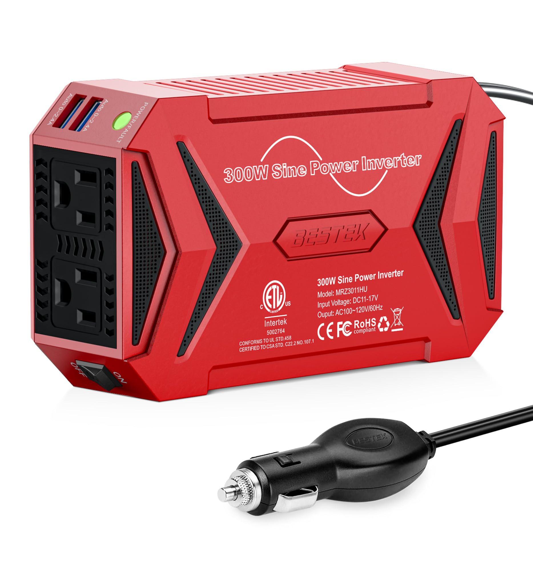 BESTEK 300W Pure Sine Wave Car Inverter with USB