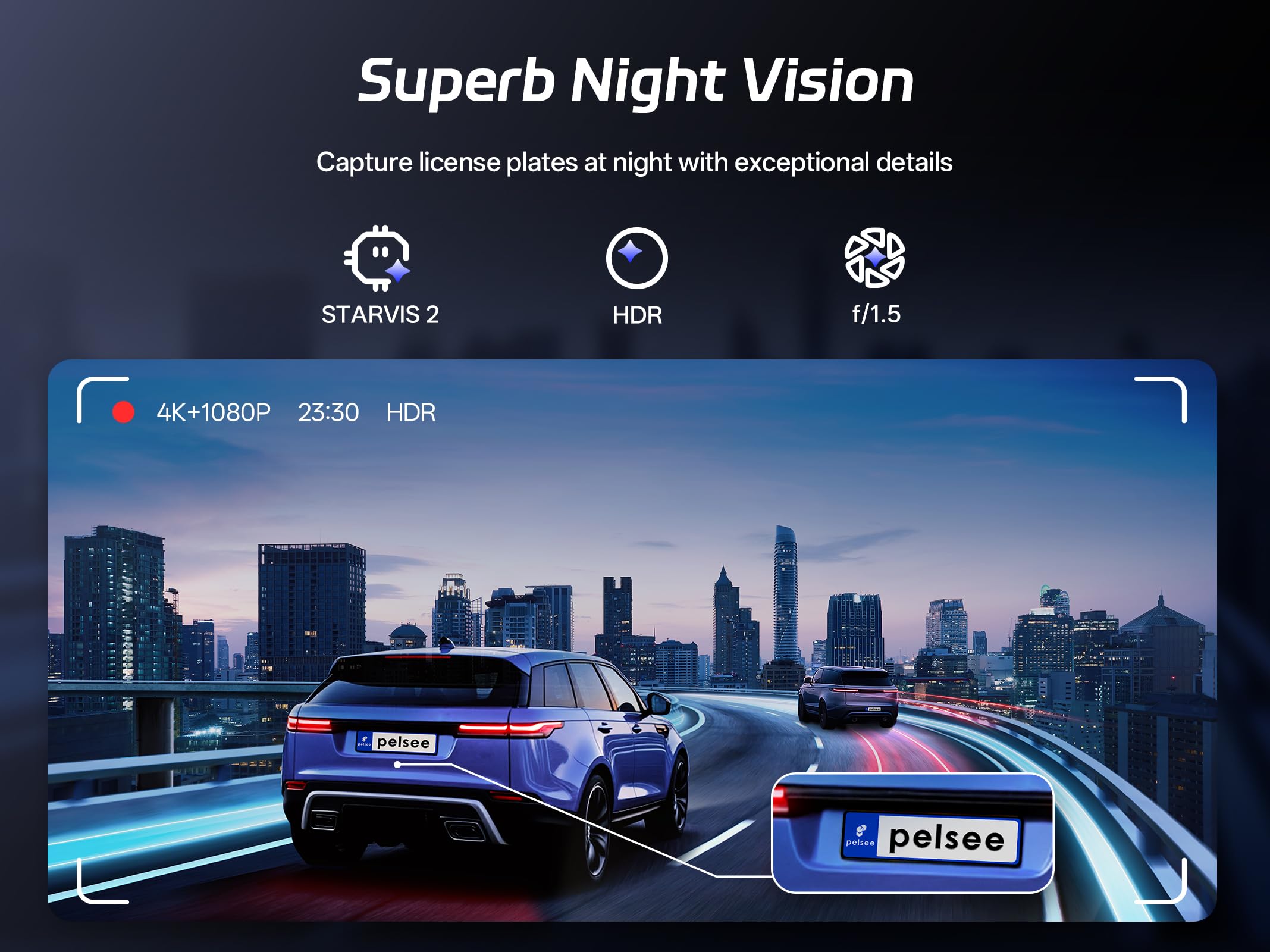 Pelsee S12 Pro 4K Mirror Dash Cam with STARVIS 2