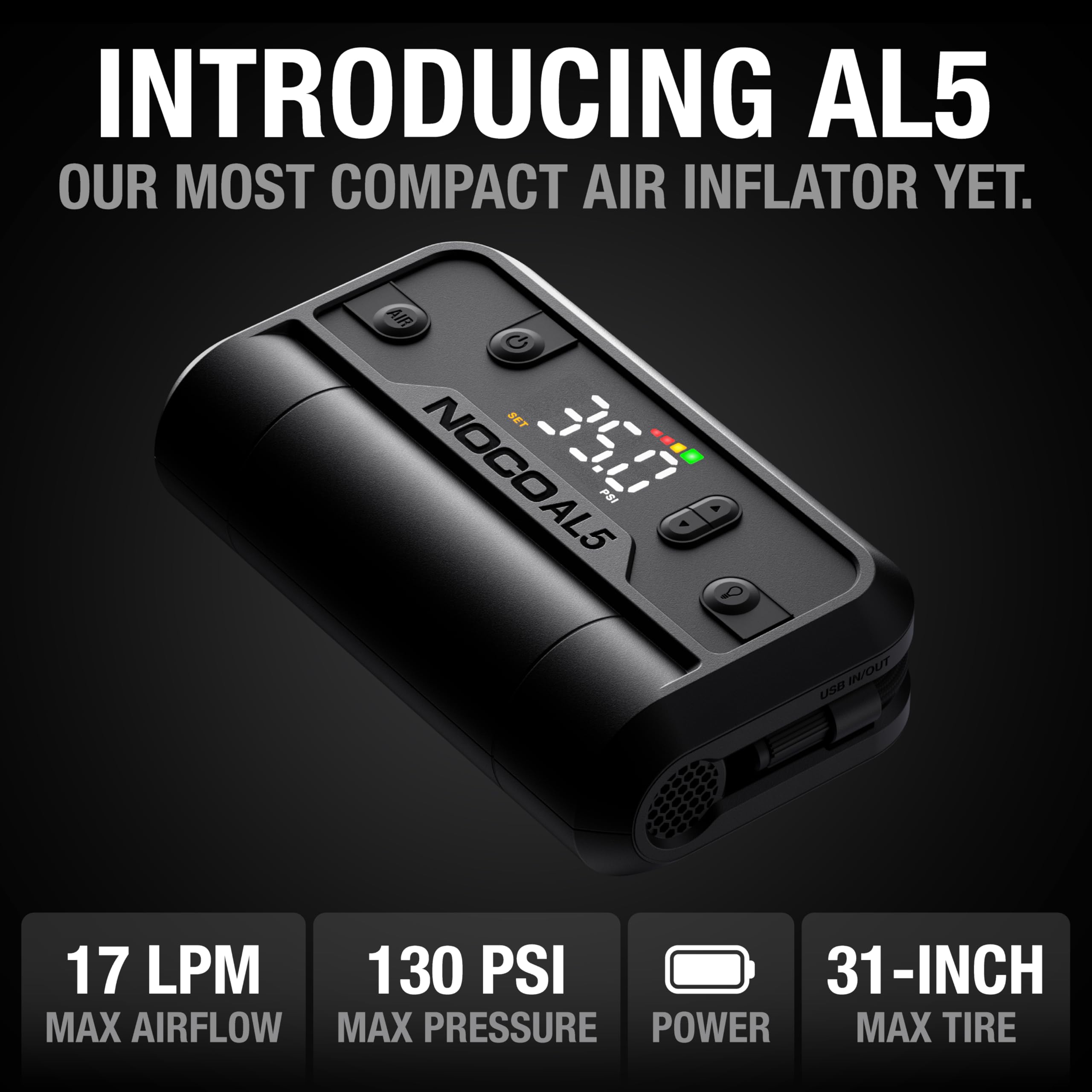 NOCO Air AL5 Cordless Tire Inflator with USB-C