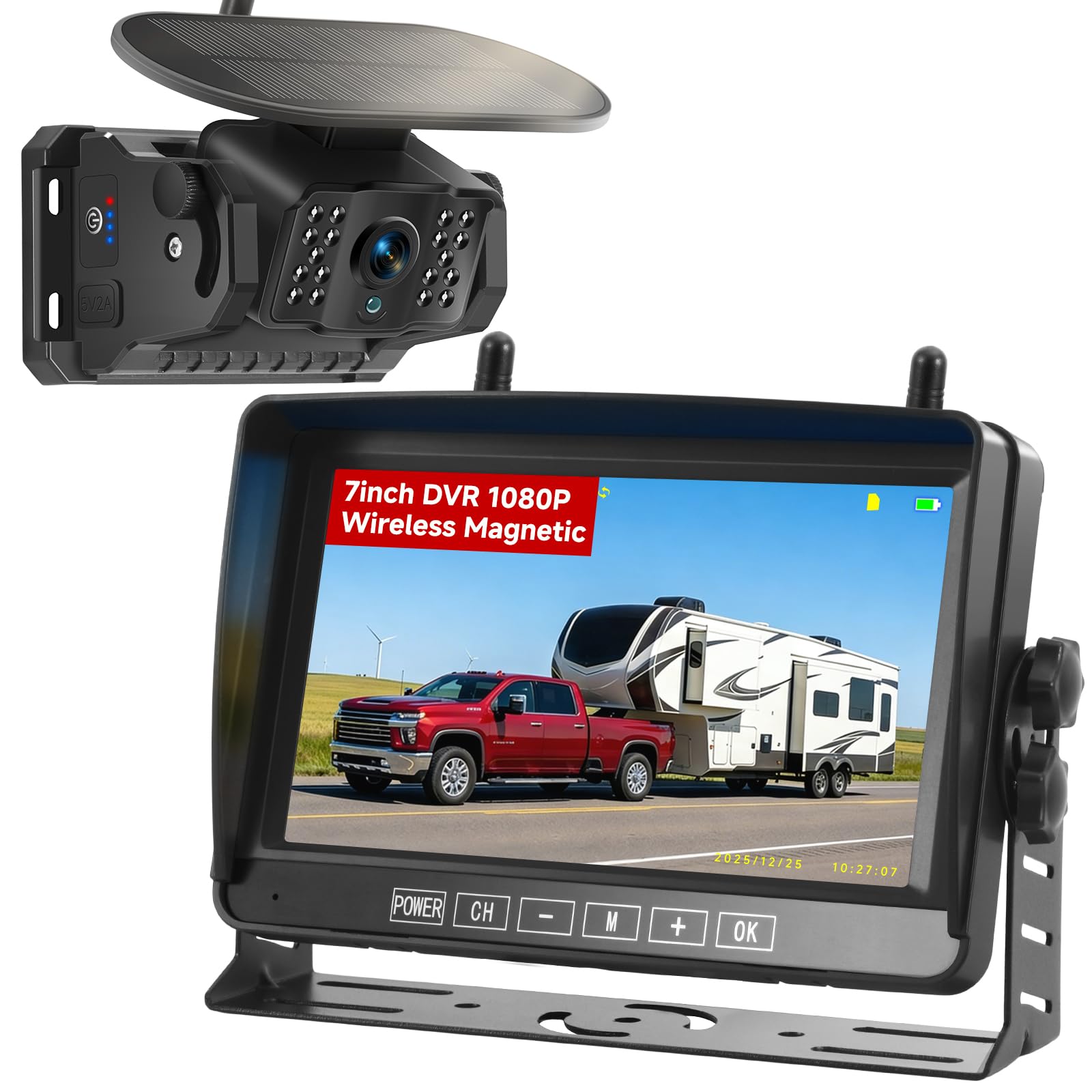 Venluna Dual Solar Wireless Trailer Backup Camera Kit